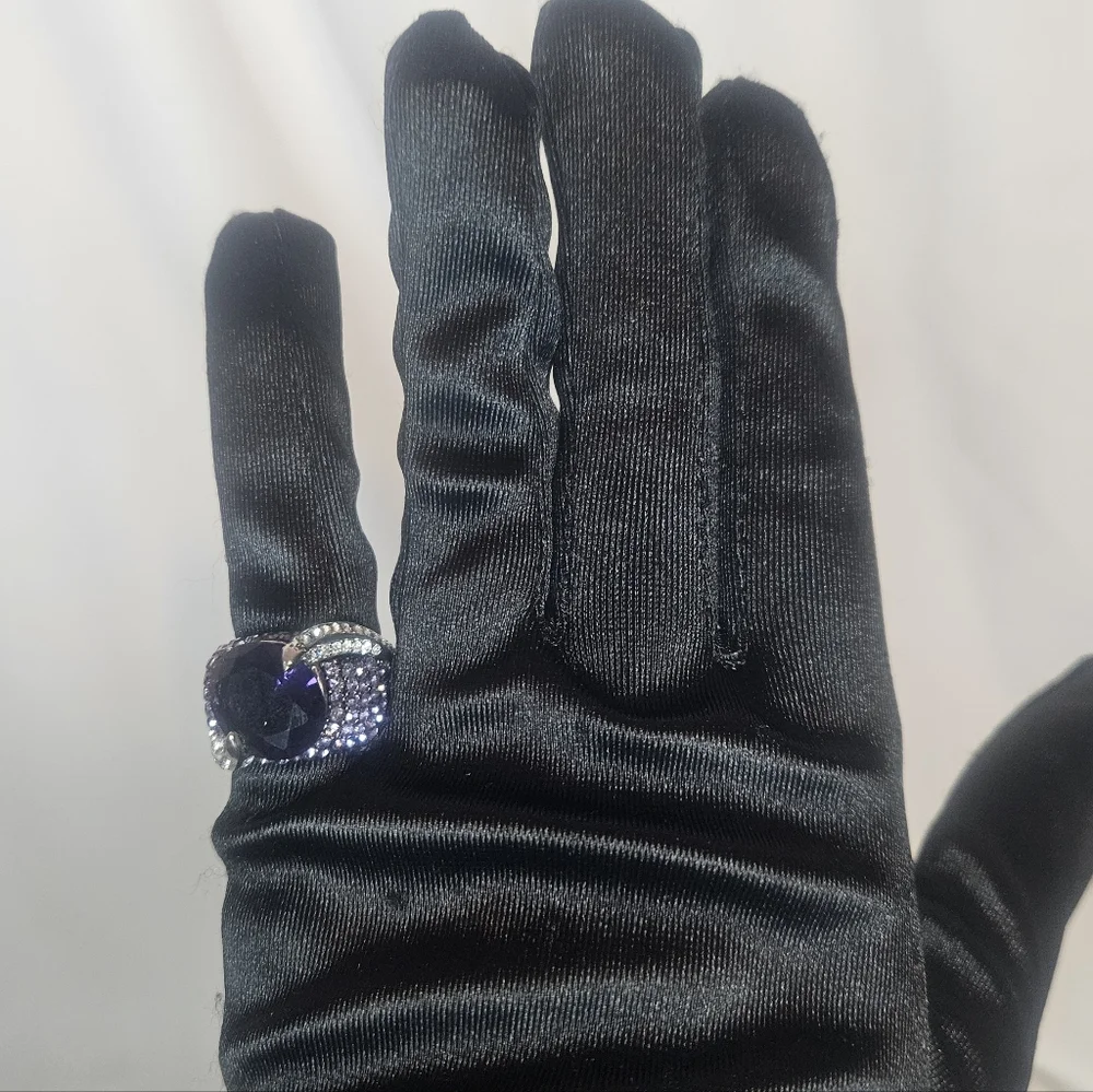 Vintage Purple CZ Cocktail Ring SZ 6 NWT Large Oval Statement Ice Cubic Zirconia
